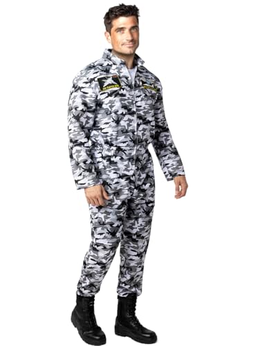 Funidelia | Kampfpilot Kostüm für Herren Flugzeug, Lustige & Ausgefallene, Berufe - Kostüm für Erwachsene & Verkleidung für Partys - Größe L - XL - Grün von Funidelia