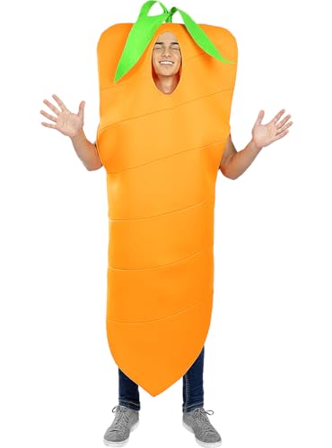 Funidelia | Karotten Kostüm für Herren und Damen Gemüse, Essen - Kostüme für Erwachsene & Verkleidung für Partys, Karneval & Halloween - Einheitsgröße - Orange von Funidelia