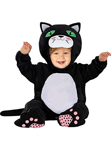 Funidelia | Katzen Kostüm für Baby Tiere, Kätzchen, Kitten - Kostüm für Baby & Verkleidung für Partys, Karneval & Halloween - Größe 0-6 Monate - Schwarz von Funidelia