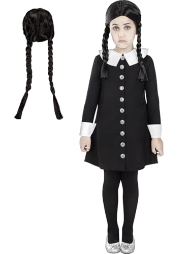 Funidelia | Kostüm Mittwoch Addams mit Perücke - The Addams Family für Mädchen Addams Family & Halloween - Kostüm für Kinder & Verkleidung für Partys, Karneval & Halloween - Größe 5-6 Jahre Funidelia | Kostüm Mittwoch Addams mit Perücke - The Addams Family für Mädchen Addams Family & Halloween - Kostüm für Kinder & Verkleidung für Partys, Karneval & Halloween - Größe 5-6 Jahre von Funidelia