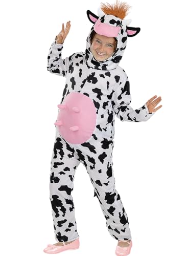 Funidelia | Kuh Kostüm für Jungen und Mädchen Tiere, Bauernhof - Kostüme für Kinder & Verkleidung für Partys, Karneval & Halloween - Größe 7-9 Jahre - Weiß von Funidelia