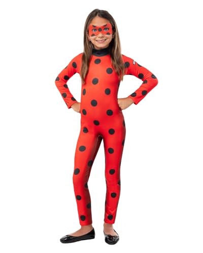 Funidelia Offizielles Ladybug Kostüm für Mädchen mit Overall und Maske, Miraculous Anzug Kinder, Karneval, Halloween und Partys – Größe 5-6 Jahre von Funidelia