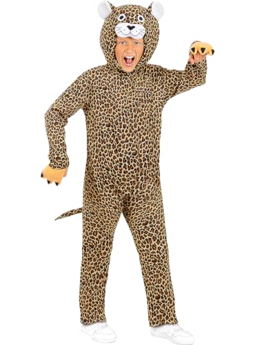Funidelia | Leoparden Kostüm für Jungen & Mädchen Tiere, Dschungel - Kostüme für Kinder & Verkleidung für Partys, Karneval & Halloween - Größe 3-4 Jahre - Braun von Funidelia