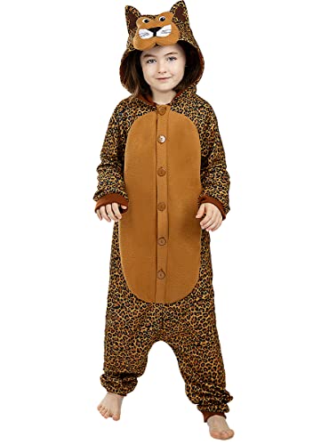 Funidelia | Leoparden Onesie Kostüm für Jungen und Mädchen Größe 7-9 Jahre Tiere, Wüste, Dschungel - Farben: Bunt, Zubehör für Kostüm - Lustige Kostüme für deine Partys von Funidelia