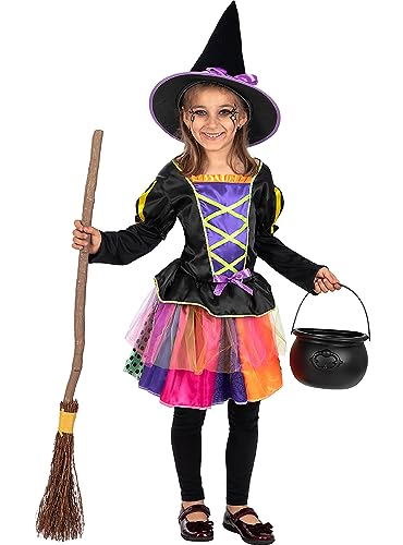 Funidelia | Magisches Hexen Kostüm für Mädchen Hexen, Zauberer, Halloween, Horror - Kostüm für Kinder & Verkleidung für Partys, Karneval & Halloween - Größe 3-4 Jahre - Schwarz von Funidelia