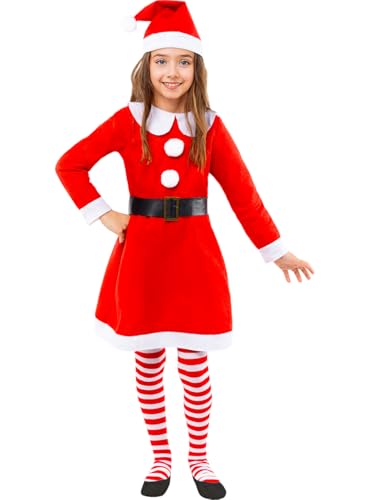 Funidelia | Mama Noël Kostüm mit Strümpfen für Mädchen Miss Santa, Weihnachten, Weihnachtsfrau - Kostüm für Kinder & Verkleidung für Partys, Karneval & Halloween - Größe 5-6 Jahre - Rot Funidelia | Mama Noël Kostüm mit Strümpfen für Mädchen Miss Santa, Weihnachten, Weihnachtsfrau - Kostüm für Kinder & Verkleidung für Partys, Karneval & Halloween - Größe 5-6 Jahre - Rot von Funidelia