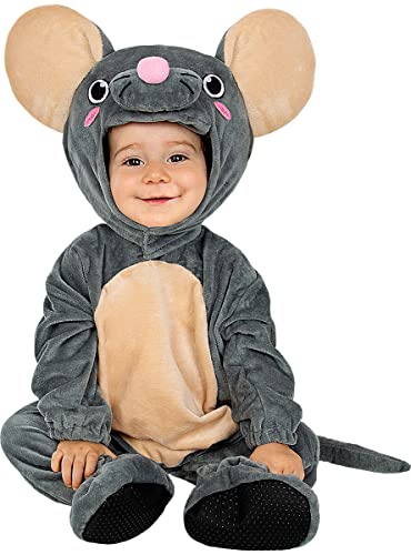 Funidelia | Maus Kostüm für Baby Tiere - Kostüm für Baby & Verkleidung für Partys, Karneval & Halloween - Größe 12-24 Monate - Grau/Silber von Funidelia