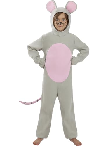 Funidelia | Maus Kostüm für Jungen & Mädchen Tiere - Kostüme für Kinder & Verkleidung für Partys, Karneval & Halloween - Größe 7-9 Jahre - Grau/Silber von Funidelia