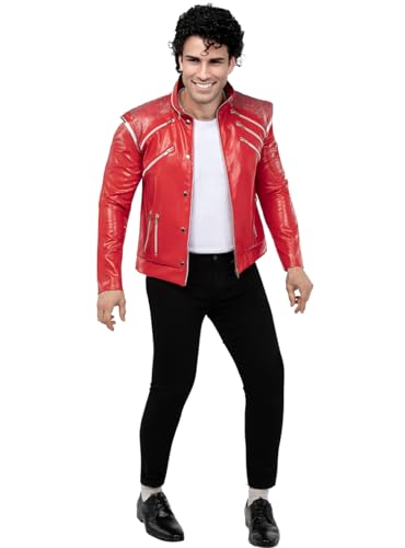 Funidelia | Michael Jackson Beat It Jacke für Herren Popmusik, Musikgruppen, Sänger, 80er Jahre - Zubehör für Erwachsene, Zubehör für Kostüm - Größe L - XL - Rot von Funidelia