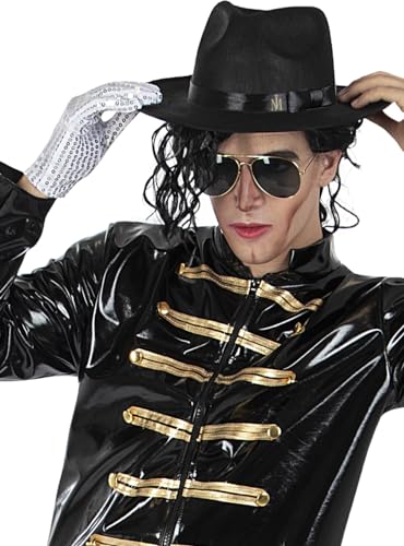 Funidelia | Michael Jackson Hut und Handschuh für Herren Popmusik, Musikgruppen, Sänger, 80er Jahre - Zubehör für Erwachsene, Zubehör für Kostüm - Schwarz von Funidelia