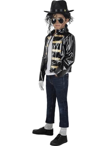 Funidelia | Michael Jackson Militär Jacke für Jungen Popmusik, Musikgruppen, Sänger, 80er Jahre - Zubehör für Kinder, Zubehör für Kostüm - Größe 5-6 Jahre - Schwarz von Funidelia