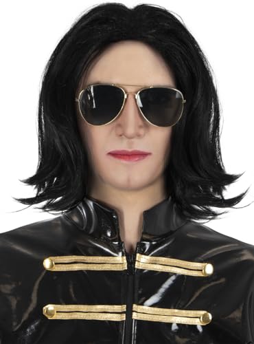 Funidelia | Michael Jackson Perücke und Brille für Herren Popmusik, Musikgruppen, Sänger, 80er Jahre - Zubehör für Erwachsene, Zubehör für Kostüm - Schwarz Funidelia | Michael Jackson Perücke und Brille für Herren Popmusik, Musikgruppen, Sänger, 80er Jahre - Zubehör für Erwachsene, Zubehör für Kostüm - Schwarz von Funidelia