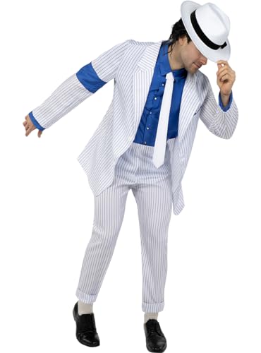 Funidelia | Michael Jackson Smooth Criminal Kostüm für Herren Popmusik, Musikgruppen, Sänger, 80er Jahre - Kostüm für Erwachsene & Verkleidung für Partys, Karneval & Halloween - Größe L - XL - Weiß von Funidelia