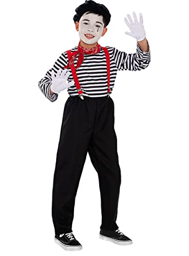 Funidelia | Mimiker Kostüm für Jungen Clowns, Zirkus - Kostüm für Kinder & Verkleidung für Partys, Karneval & Halloween - Größe 7-9 Jahre - Schwarz von Funidelia