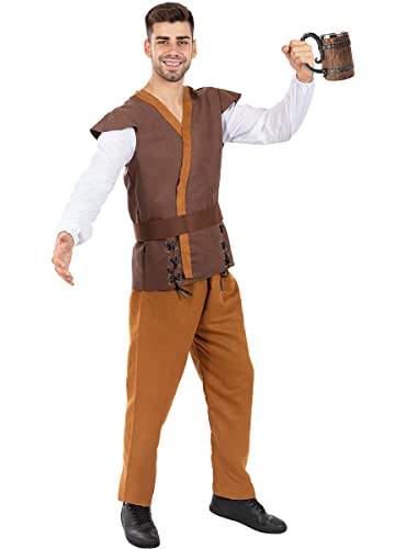 Funidelia | Mittelalter Wirt Kostüm für Herren Mittelalter, Bauer, Tavernenwirtin - Kostüm für Erwachsene & Verkleidung für Partys, Karneval & Halloween - Größe 3XL - Braun Funidelia | Mittelalter Wirt Kostüm für Herren Mittelalter, Bauer, Tavernenwirtin - Kostüm für Erwachsene & Verkleidung für Partys, Karneval & Halloween - Größe 3XL - Braun von Funidelia