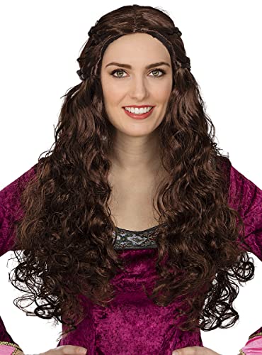 Funidelia | Mittelalterliche Prinzessin Perücke für Damen Mittelalterliche, Mittelalter, Prinzessinnen, Königin - Zubehör für Erwachsene, Zubehör für Kostüm - Braun Funidelia | Mittelalterliche Prinzessin Perücke für Damen Mittelalterliche, Mittelalter, Prinzessinnen, Königin - Zubehör für Erwachsene, Zubehör für Kostüm - Braun von Funidelia