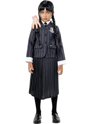 Funidelia | Mittwoch Addams Kostüm - Wednesday für Mädchen Addams Family, Halloween, Horrorfilm, Horror - Kostüm für Kinder & Verkleidung für Partys, Karneval & Halloween - Größe 5-6 Jahre von Funidelia