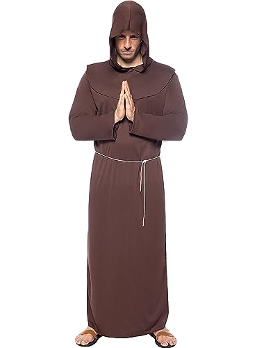 Funidelia | Mönch Kostüm für Herren Pfarrer, Religion, Berufe - Kostüm für Erwachsene & Verkleidung für Partys, Karneval & Halloween - Größe 3XL - Braun von Funidelia