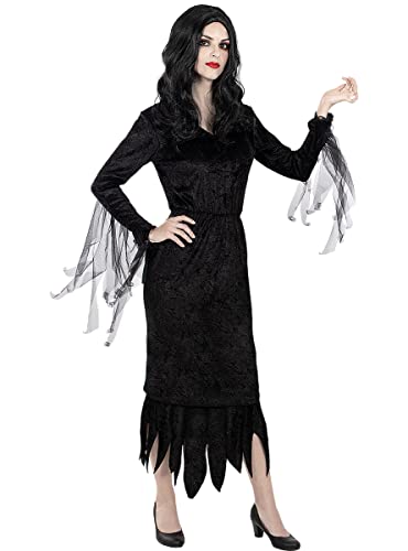 Funidelia | Morticia Addams Kostüm - The Addams Family für Damen Horrorfilm, Horror - Kostüm für Erwachsene & Verkleidung für Partys, Karneval & Halloween - Größe L - Schwarz von Funidelia