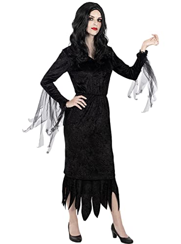 Funidelia | Morticia Addams Kostüm - The Addams Family für Damen Horrorfilm, Horror - Kostüm für Erwachsene & Verkleidung für Partys, Karneval & Halloween - Größe M - Schwarz von Funidelia