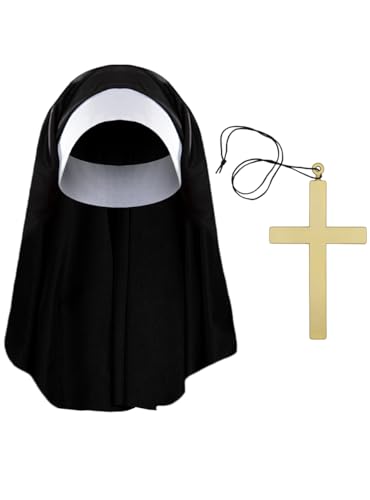 Funidelia | Nonnenkit für Damen Religion, Nun, Sister Act, Berufe - Zubehör für Erwachsene, Zubehör für Kostüm - Schwarz von Funidelia