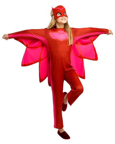 Funidelia Offizielles Eulette PJ Masks Kostüm für Mädchen mit Overall, Flügeln und Maske, Zeichentrick Anzug Kinder, Karneval, Halloween und Partys – Größe 5-6 Jahre von Funidelia