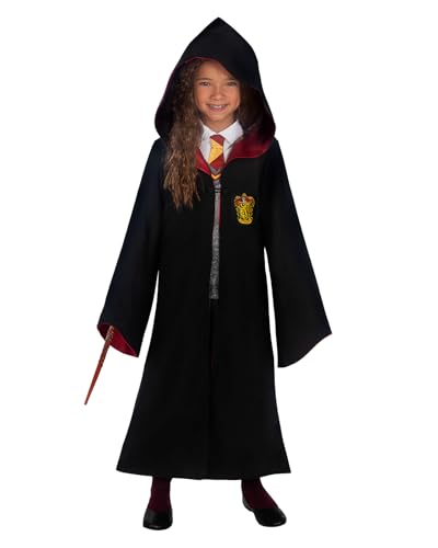 Funidelia Offizielles Hermione Granger Deluxe Kostüm für Mädchen mit Umhang mit gesticktem Wappen, Gryffindor Kinderumhang Hogwarts, Karneval, Halloween und Partys – Größe 7-9 Jahre von Funidelia
