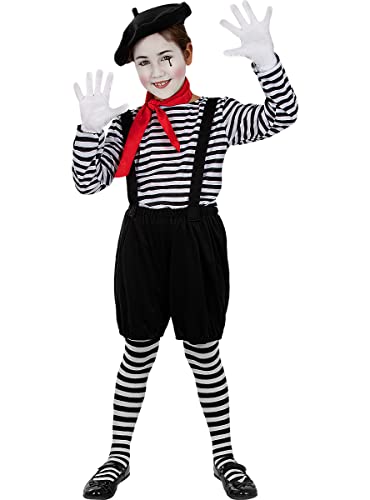 Funidelia | Pantomime Kostüm für Mädchen Clowns, Zirkus - Kostüm für Kinder & Verkleidung für Partys, Karneval & Halloween - Größe 7-9 Jahre - Schwarz von Funidelia