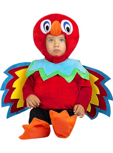 Funidelia | Papagei Kostüms für Baby ▶ Tiere, Vögel - Kostüme für Kinder & Verkleidung für Partys, Karneval & Halloween - Größe 12-24 Monate - Rot von Funidelia
