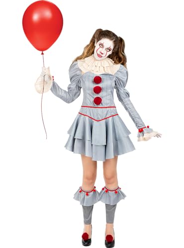 Funidelia | Pennywise Kostüm - ES: Kapitel 2 für Damen Pennywise, Horrorfilm, Killer Clown, Horror - Kostüme für Erwachsene & Verkleidung für Partys, Karneval & Halloween - Größe M - Grau/Silber Funidelia | Pennywise Kostüm - ES: Kapitel 2 für Damen Pennywise, Horrorfilm, Killer Clown, Horror - Kostüme für Erwachsene & Verkleidung für Partys, Karneval & Halloween - Größe M - Grau/Silber von Funidelia