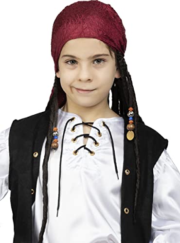 Funidelia | Pirat Kopftuch mit Rastazöpfen für Jungen und Mädchen Korsar, Seeräuber - Farben: Bunt, Zubehör für Kostüm - Lustige Kostüme für Deine Partys von Funidelia