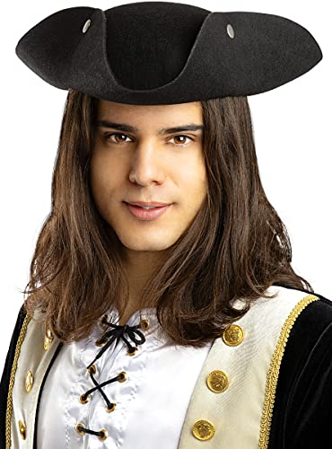 Funidelia | Piraten Hut schwarz für Herren und Damen Korsar, Seeräuber - Farben: Bunt, Zubehör für Kostüm - Lustige Kostüme für Deine Partys von Funidelia