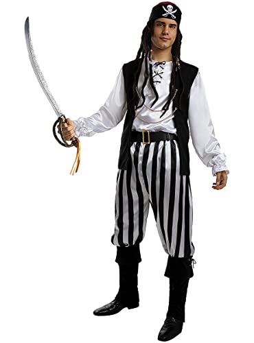 Funidelia | Piraten Kostüm gestreift - Schwarz und Weiß Kollektion für Herren Größe L - Korsar, Seeräuber - Bunt, Zubehör für Kostüm - Karneval, Halloween, Kostümpartys von Funidelia