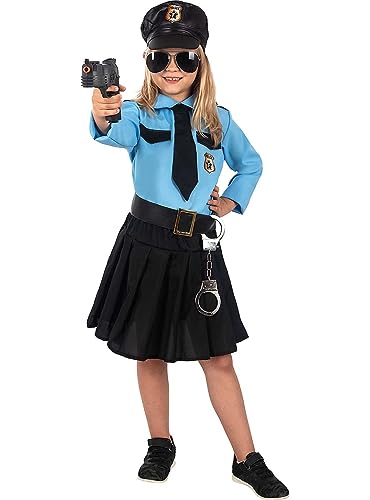 Funidelia | Polizei Kostüm blau für Mädchen Polizist, Agent, FBI, Berufe - Kostüm für Kinder & Verkleidung für Partys, Karneval & Halloween - Größe 3-4 Jahre - Dunkelblau von Funidelia