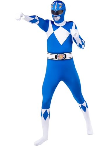 Funidelia Power Ranger Blau Einteiliger Anzug für Herren und Damen, Offizielle Lizenz, Größe M Film und Serien, Superhelden - Verkleidung für Erwachsene für Partys, Karneval und Halloween von Funidelia