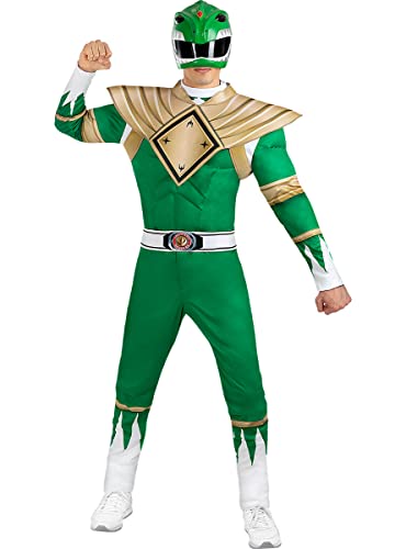 Funidelia Power Ranger Kostüm grün für Herren, Offizielle Lizenz, Größe L Film und Serien, Superhelden - Verkleidung für Erwachsene für Partys, Karneval und Halloween von Funidelia