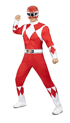 Funidelia Power Ranger Kostüm rot für Herren, Offizielle Lizenz, Größe XL Film und Serien, Superhelden - Verkleidung für Erwachsene für Partys, Karneval und Halloween von Funidelia