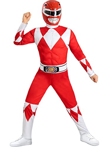Funidelia | Power Ranger Kostüm rot für Jungen Film und Serien, Superhelden, Zeichentrickfilm - Kostüm für Kinder & Verkleidung für Partys, Karneval & Halloween - Größe 10-12 Jahre - Rot von Funidelia