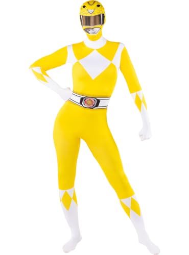 Funidelia Power Ranger gelbe zweite Haut Kostüm für Damen, Offizielle Lizenz, Größe L Film und Serien, Superhelden - Verkleidung für Erwachsene für Partys, Karneval und Halloween von Funidelia