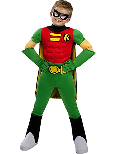 Funidelia | Robin Kostüm für Jungen Boy Wonder, Superhelden, DC Comics - Kostüme für Kinder & Verkleidung für Partys, Karneval & Halloween - Größe 5-6 Jahre - Grün von Funidelia