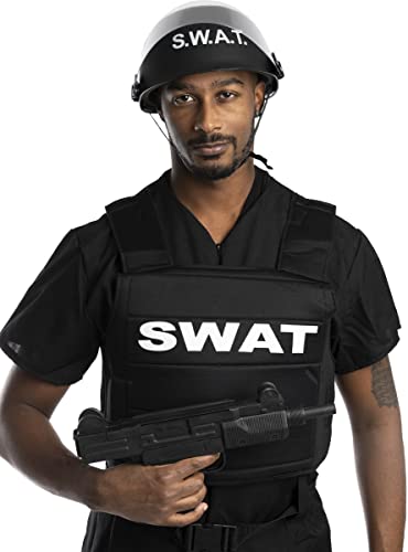 Funidelia | SWAT Helm für Herren und Damen Polizist, Agent, FBI, Berufe - Farben: Schwarz, Zubehör für Kostüm - Lustige Kostüme für Deine Partys von Funidelia