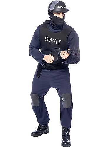 Funidelia | SWAT Kostüm für Herren Polizist, Agent, FBI, Berufe - Kostüm für Erwachsene & Verkleidung für Partys, Karneval & Halloween - Größe L - Dunkelblau von Funidelia