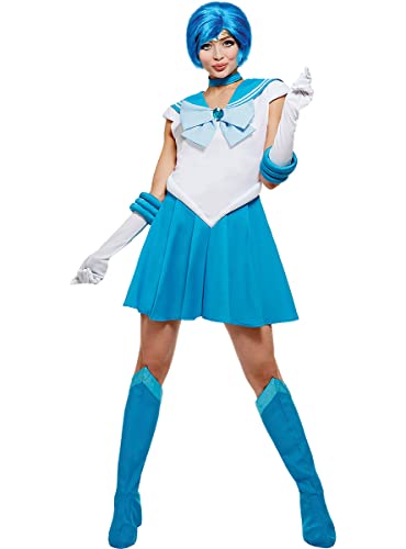 Funidelia | Sailor Merkur Kostüm - Sailor Moon 100% OFFIZIELLE für Damen Größe XL ▶ Anime, Cosplay, Usagi Tsukino, Zeichentrickfilm - Farben: Blau, Zubehör für Kostüm von Funidelia