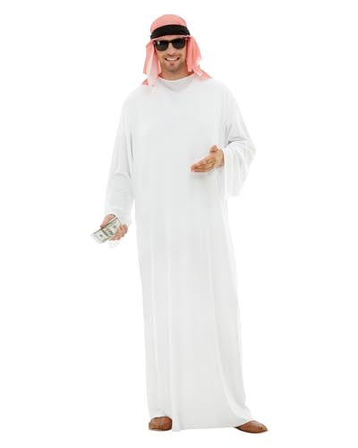 Funidelia Arabisches Kostüm für Herren mit Tunika und Tuch, Scheich Anzug für Erwachsene, Karneval, Halloween und Abschiedskostüme – Größe XL von Funidelia