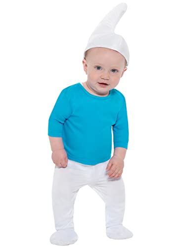 Funidelia | Schlumpf Kostüms 100% OFFIZIELLE für Baby Größe 6-12 Monate The Smurfs, Zeichentrickfilm, Zwerg - Farben: Blau, Zubehör für Kostüm - Lustige Kostüme für deine Partys von Funidelia