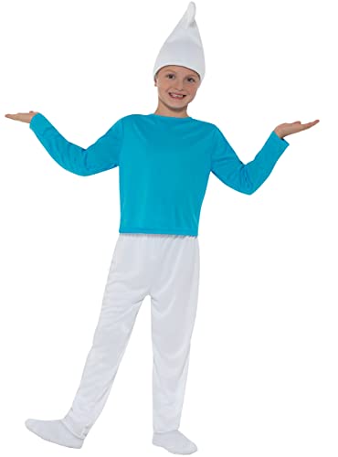 Funidelia | Schlumpf Kostüm für Jungen und Mädchen The Smurfs, Zeichentrickfilm, Zwerg - Kostüm für Kinder & Verkleidung für Partys, Karneval & Halloween - Größe 5-6 Jahre - Blau von Funidelia