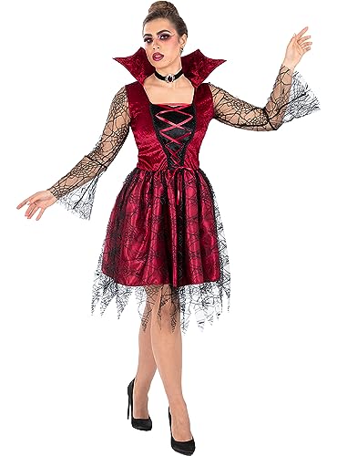 Funidelia | Sexy Vampir Kostüm für Damen Halloween, Horror, Dracula, Vampire - Kostüm für Erwachsene & Verkleidung für Partys, Karneval & Halloween - Größe L - Granatfarben von Funidelia
