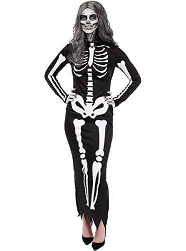 Funidelia | Skelett Kostüm elegant für Damen Skelett, Totenkopf, Sensenmann, Horror - Kostüm für Erwachsene & Verkleidung für Partys, Karneval & Halloween - Größe M - L - Schwarz von Funidelia