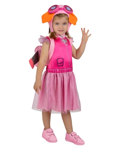 Funidelia Offizielles Skye Paw Patrol Kostüm für Mädchen mit Kleid, Mütze und Rucksack, Paw Patrol Anzug Kinder, Karneval, Halloween und Partys – Größe 3-4 Jahre von Funidelia