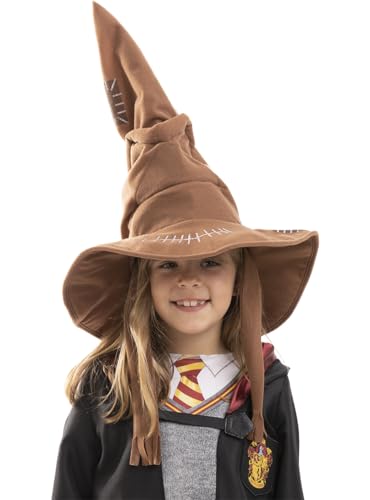 Funidelia | Sprechender Hut - Harry Potter für Jungen und Mädchen Zauberer, Gryffindor, Harry Potter - Zubehör für Kinder, Zubehör für Kostüm - Braun von Funidelia